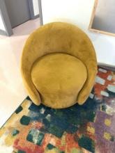 PLUSH ACCENT ARM CHAIR, WITH SWIVEL BASE, GOLD UPHOLSTERY, APPROX. 27-1/2"H X 35"D X 33"W