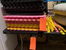 PINK AND YELLOW EXERCISE MAT WITH INTERLOCKING TILES, APPROX. 23 CT