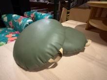 (2) GATHRE SAGE FLOOR CUSHION CIRCLE, POLYURETHENE LEATHER, 19" DIAMETER