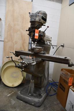 Bridgeport Vertical Mill, Model J Head, s/n 37366, 42" x 9" T-Slot Table, 1 HP, 3 Phase Head,