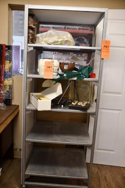 METAL SHELVING UNIT ON WHEELS, 24" X 28" X 72"T