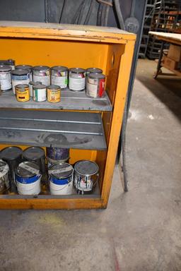 YELLOW HAZMAT CABINET W/CONTENTS, 46"H X 45"W X 19"D