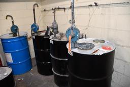 (4) PARTIAL 55 GALLON DRUMS W/HAND PUMPS, 3-HAZMAT CLASS 3, 2-UN1268, 1-UN1993 C-591, 1 EASE RELE...