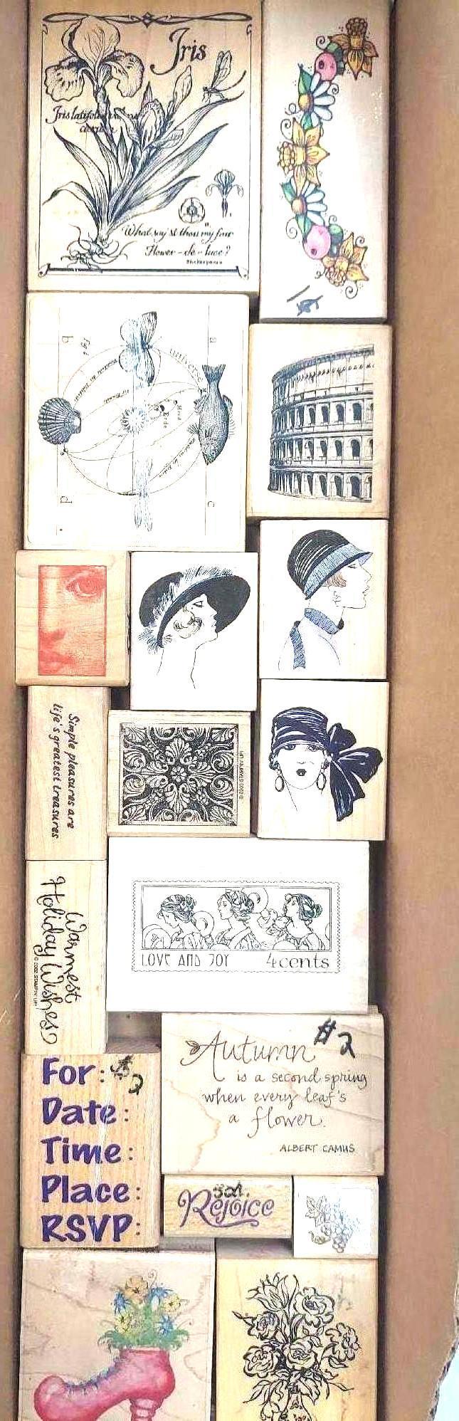 (18) MISC. RUBBER STAMPS: IRIS, INVITES, REJOICE, ETC.