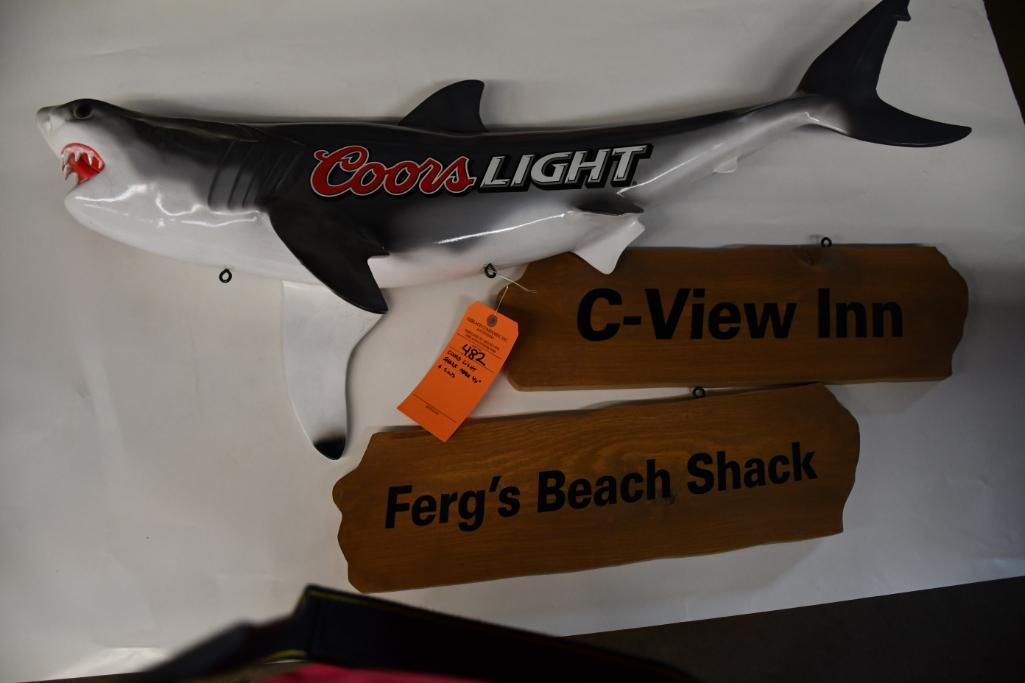 COORS LIGHT SHARK, APPROX. 46" & SIGNS