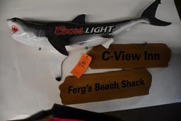 COORS LIGHT SHARK, APPROX. 46" & SIGNS