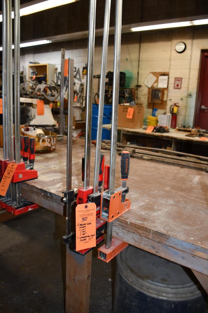 (3) BESSEY BAR CLAMPS; (1) 24", (1) 40" AND (1) 48" AND (1) JORGENSEN 3' BAR CLAMP