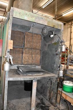 OPEN PAINT BOOTH WITH NO FIRE SUPRESSION, DUCT WORK, MUST PLUG HOLE!!