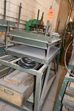 PNEUMATIC PRESS TABLE, 2 BAG ON A STATIONARY STAND, 67" X 26"D X 64"H