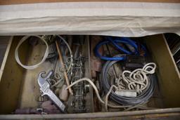 (2) THREE DRAWER METAL STORAGE CABINETS WITH CONTENTS IN DRAWERS, WOOD TOP MAY BE ATTACHED,