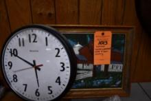 WESTCLOX BATTERY OPERATED CLOCK & BARN PAINTING