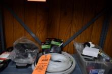 POLYETHYLENE TUBING, TAPE, BELTS & MISC. HARDWARE ON SHELF