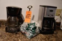 CUISANART & MR. COFFEE COFFEE MAKERS, PACKETS OF TORKE COFFEE/DECAF, PAPER TOWEL HOLDER