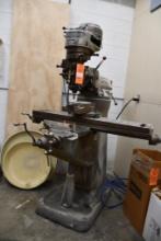 Bridgeport Vertical Mill, Model J Head, s/n 37366, 42" x 9" T-Slot Table, 1 HP, 3 Phase Head,