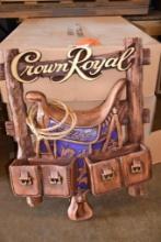 CROWN ROYAL "SADDLE" SIGN W/METAL STAND, 30" X 38"