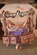 CROWN ROYAL "SADDLE" SIGN W/METAL STAND, 30" X 38"