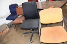 (2) CHARIS, NO WHEELS, (2) CHAIR ON WHEELS