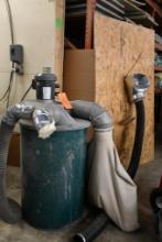 DRUM TYPE DUST COLLECTOR, MULTI-PORT HEAD WITH HOSE, 1.5 H.P., 3 PHASE