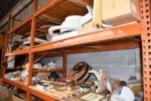 CONTENTS OF ALL LEVELS 2 SECTIONS OF PALLET RACKING: AD DISPLAYS-PARTIAL & COMPLETE, MOLDS, MISC.