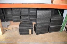 SECTION OF STYROFOAM PACKAGING BLOCKS, BLACK, 30+ TOTAL, 17" X 11" X 10" & MISC. CARDBOARD