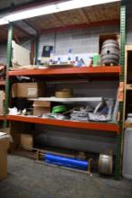 (2) SECTIONS OF TEAR DROP PALLET RACKING, GREEN VERTICAL/ORANGE HORIZONTAL, (6) TOTAL SHELVES, NO