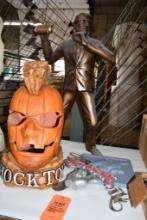 AD DISPLAYS: DOS EQUIS MAN, SHOCK TOP PUMPKIN, ANHEISER BUSCH, THIRD RAIL