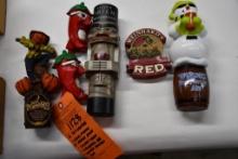 (6) TAP HANDLES: JACKS PUMPKIN, (2) PEPPER HEADS, SILVER TOTEM, WEINHARDS RED, WINTER BOURBON ALE