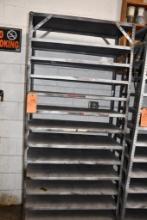 METAL SHELVING UNIT ON CASTERS, 3'W X 18"D X 78"H