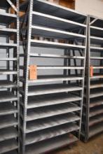 METAL SHELVING UNIT ON CASTERS, 3'W X 18"D X 78"H