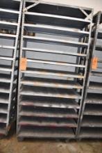 METAL SHELVING UNIT ON CASTERS, 3'W X 18"D X 78"H