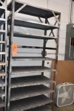 METAL SHELVING UNIT ON CASTERS, 3'W X 18"D X 78"H