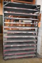 METAL SHELVING UNIT ON CASTERS, 4'W X 2'D X 78"H