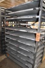 METAL SHELVING UNIT W/12 SHELVES, 5" CASTERS, NO CONTENTS!, 71"H X 48"W X 24"D