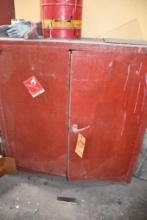HAZMAT CABINET, PAINTED MAROON W/CONTENTS, 46"H X 43"W X 18"D