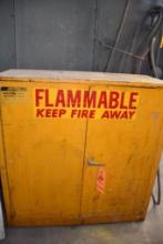 YELLOW HAZMAT CABINET W/CONTENTS, 46"H X 45"W X 19"D