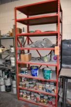 METAL SHELVING UNIT, 8 SHELVES, RED, NO CONTENTS!, 85"H X 36"W X 24"D