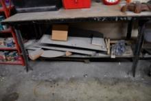 HEAVY DUTY 2 TIER METAL WORK BENCH & CHAIR, NO CONTENTS!, 34"H X 72"W X 34"D