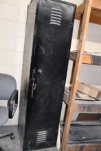 FREE STANDING SINGLE METAL LOCKER, 2 SHELVES, BLACK, 72"H X 18"W X 18"D