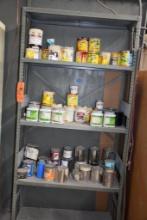 GRAY METAL 5 SHELF SHELVING UNIT W/CONTENTS: ASSORTED PAINT, 75"H X 36"W X 15"D