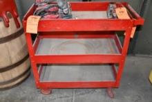 3 TIER METAL SHOP CART, 5" CASTERS, NO CONTENTS!, 32"H X 33"L X 16"W