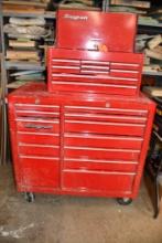 TWO PIECE SNAP-ON ROLLING TOOL BOX WITH CONTENTS, 22 DRAWERS, 1 BIN, 52"H x 44"W x 20" DEEP