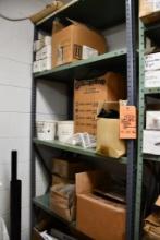 5 SHELF METAL SHELVING UNIT W/CONTENTS: HARDWARE, BRACKETS, LIGHTING FIXTURES, MISC., 87"H X 36"W X