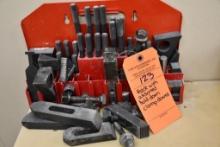RACK WITH ASSORTED HOLD DOWN CLAMP DOWN ITEMS