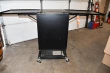 METAL GAME/PUB TABLE WITH DROP DOWN LEAVES, UNIT PICTURED IS A REPRESENTATIVE, TABLE IS IN 3