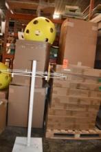 (1) SKID W/9 PICKLE BALL STANDS & (5) BOXES OF GIANT PICKLE BALLS & PICKLE BALL DISPLAYS