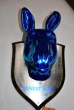 ABSOLUT MULE WALL MOUNT MULE HEAD ON PLAQUE W/EYES THAT LIGHT UP, 22"H X 14"W X 10"D