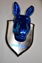 ABSOLUT MULE WALL MOUNT MULE HEAD ON PLAQUE W/EYES THAT LIGHT UP, 22"H X 14"W X 10"D