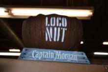 (3) CAPTAIN MORGAN LOCO NUT COUNTER DISPLAYS, NIB, 7"H X 9"W X 8"D