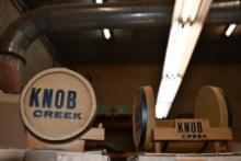 (2) KNOBS CREEK BARREL COUNTER DISPLAYS, NIB, 8"H X 10"W X 9"D