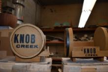(2) KNOB CREEK BARREL COUNTER DISPLAYS, NIB, 8"H X 10"W X 9"D